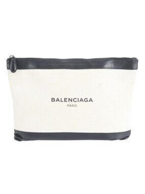 Balenciaga Leather Canvas Clutch Pouch Business